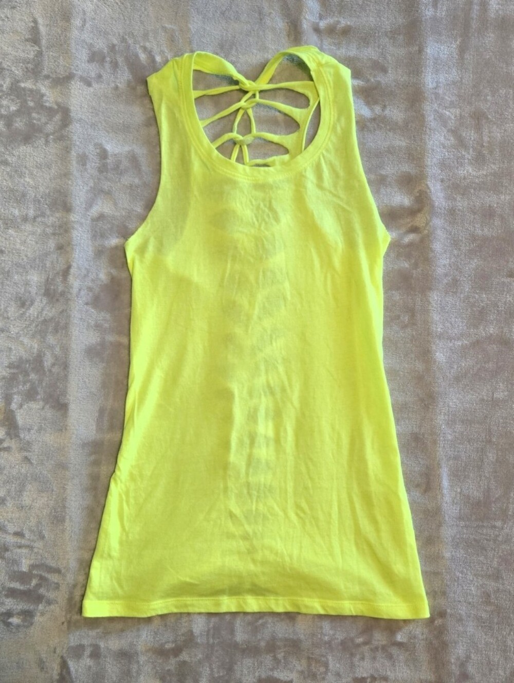 Neon Yellow Slit Weave Tank Top Shirt Junior's Size Small